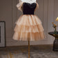 Chic Champagne Off The Shoulder Beading Tulle Short Homecoming Dresses