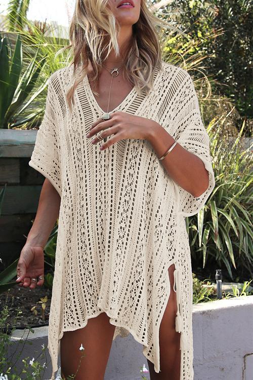 OmbreSwim - See-Through Crochet Hollow Irregular Cover Up