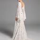 Chic Elegant Boho Lace Long Beach Wedding Dresses With Sleeves