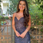Cute V Neck Spaghetti Straps Backless Lace Homecoming Dresses