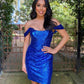 Sparkly Royal Blue Off The Shoulder Sequins Homecoming Dresses