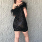 Fashion Black One Shoulder Feather Sequins Short Homecoming Dresses