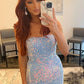 Chic Light Blue Strapless Sequins Short Homecoming Dresses