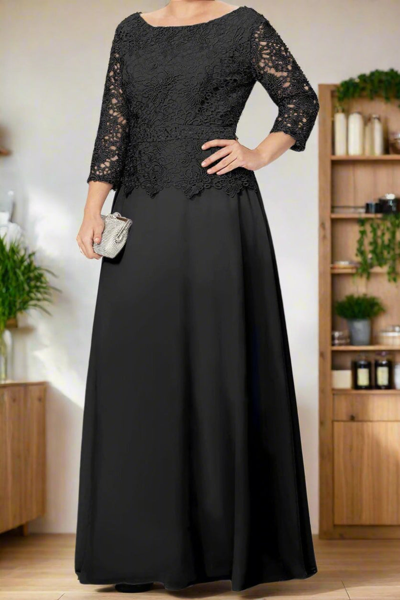 A-Line 3/4 Sleeves Floor Length Mother of The Bride Dresses A-Line 3/4 Sleeves Floor Length Mother of The Bride Dresses