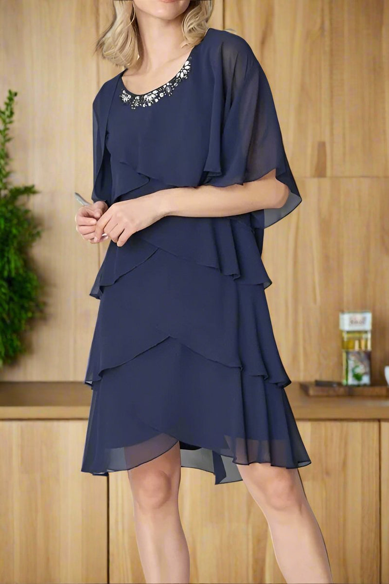A-Line Half Sleeves Knee Length Mother of The Bride Dresses A-Line Half Sleeves Knee Length Mother of The Bride Dresses