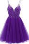 Cute A Line Straps Orange Tulle Short Homecoming Dresses VK073117