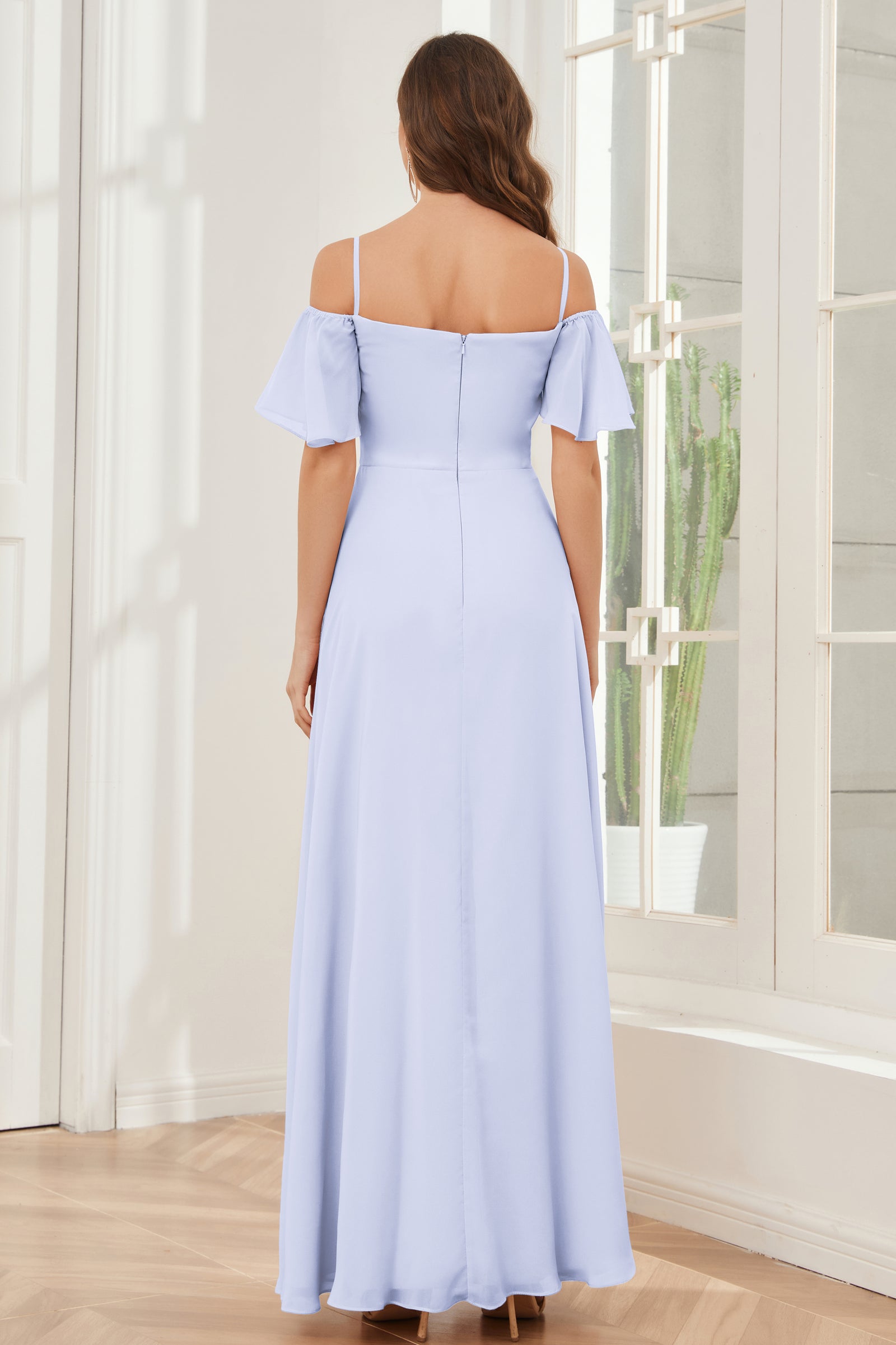 A-Line Off-the-Shoulder Chiffon Bridesmaid Dress in Fig