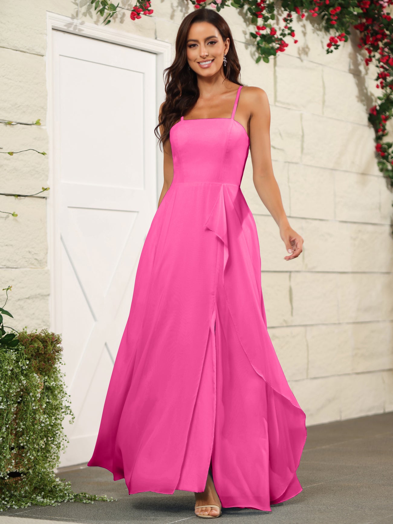 Cheap Spaghetti Straps Bridesmaid Dress, Sparkle Sequin Backless Bridesmaid Dress, D792
