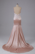 Sweep Train Pink Tulle Open Back Prom Dress with Appliques LBQ0360 main image 1
