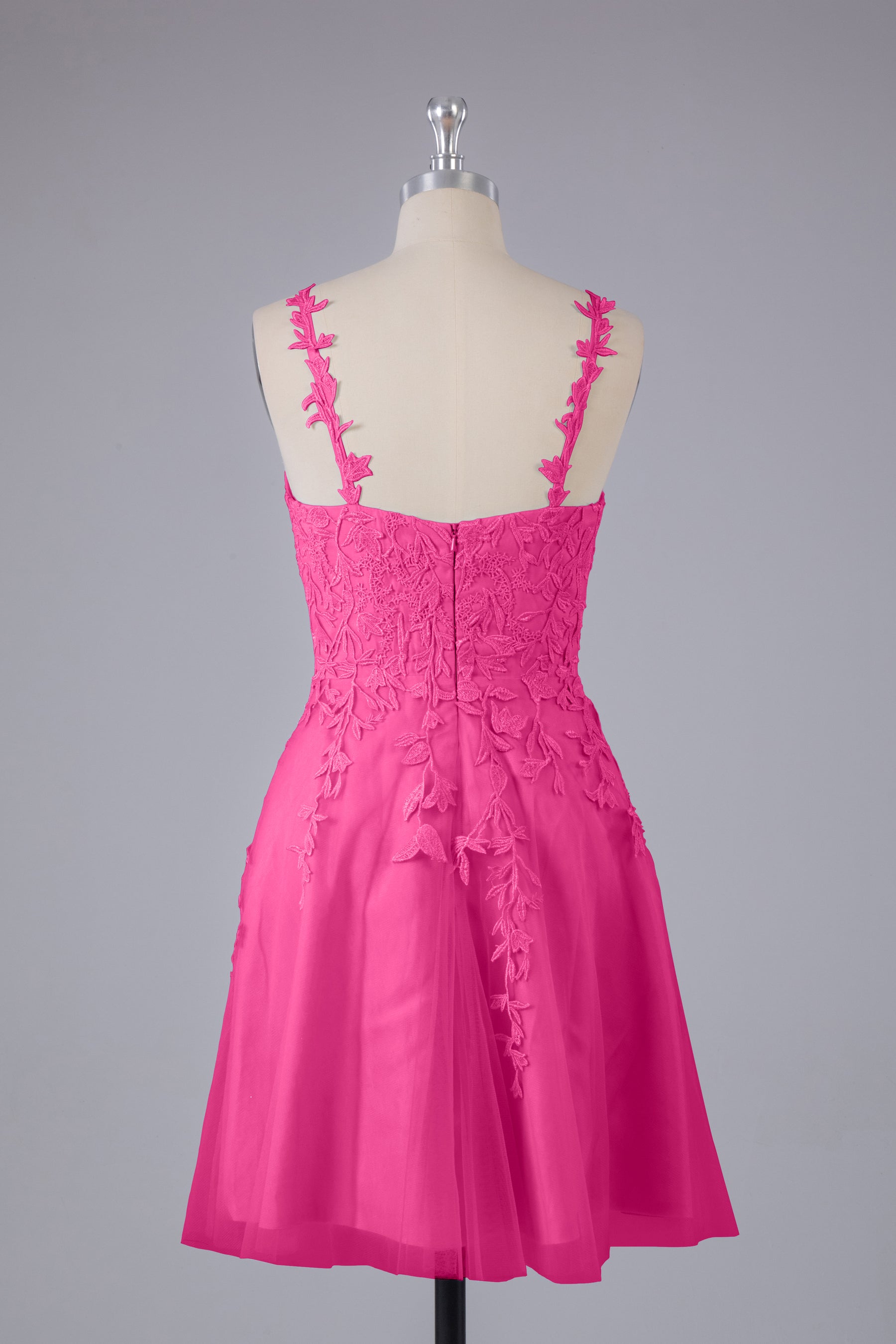 V-neck Spaghetti Straps Elegant Bridesmaid Dress Flamingo main image 0