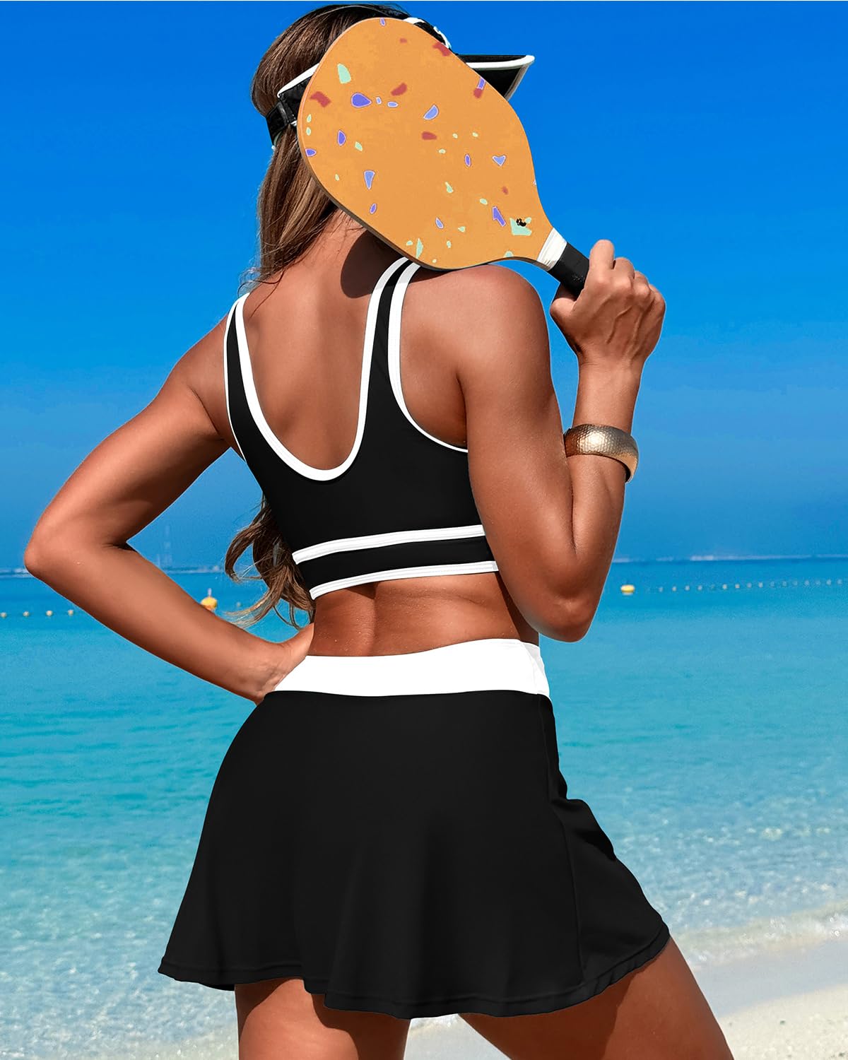 OmbreSwim - High Waisted Bikini Sets Tummy Control Swim Skirt Two Piece Swim Suit Tummy Control Color Block Bathing Suit