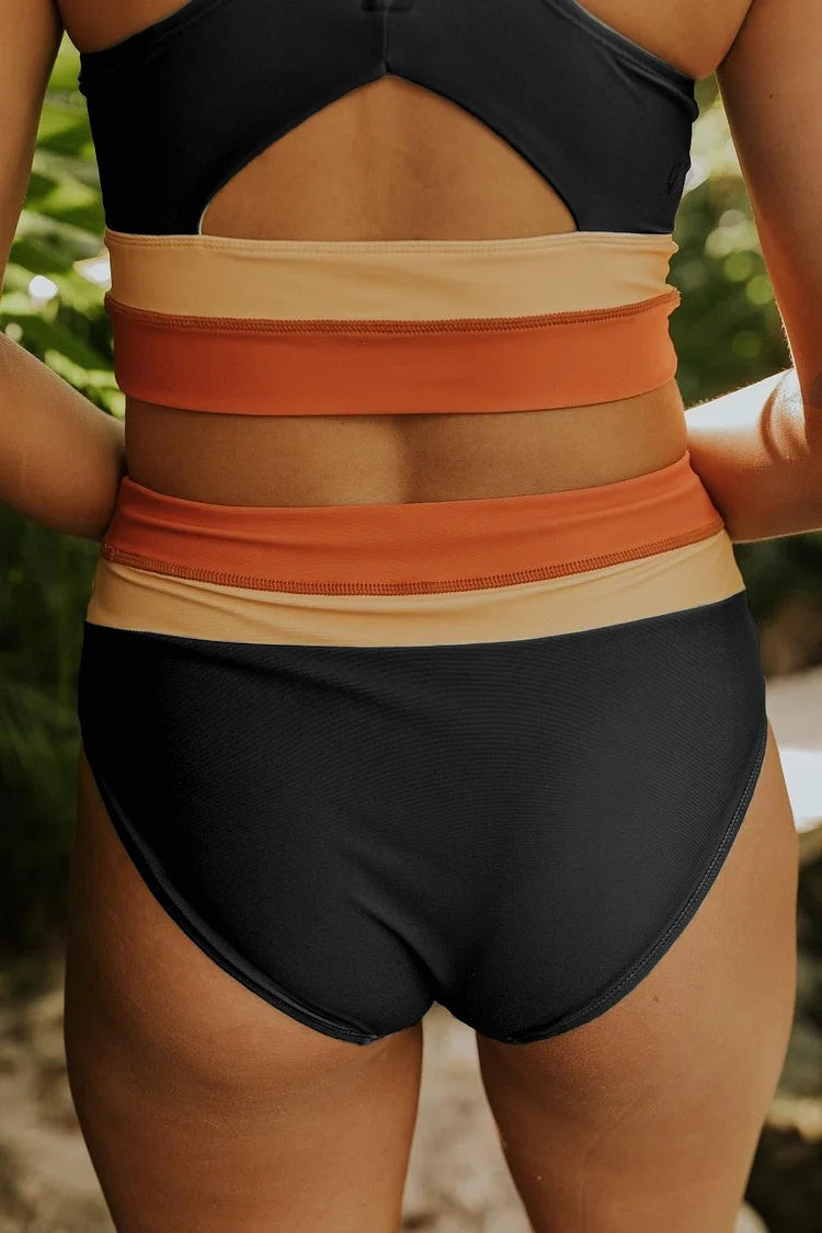Ocevara High Waist Flat Rib Cobalt Cut Back Crop Bikini Set - image 9