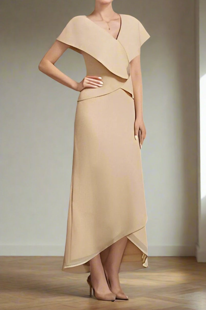 Champagne A-Line Short Sleeves Ankle Length Mother of The Bride Dresses Champagne A-Line Short Sleeves Ankle Length Mother of The Bride Dresses