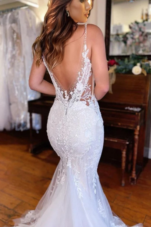 Charming V Neck Lace Beaded Evening Dress Mermaid Party Prom Gown cc2015