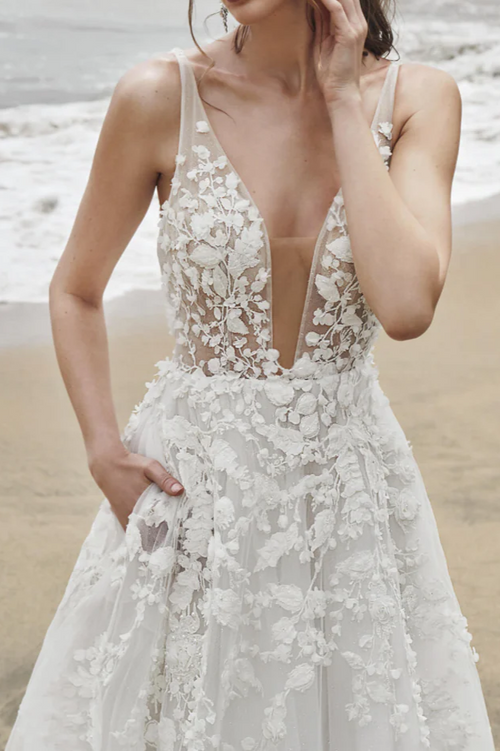 Spaghetti Straps Fancy Long Wedding Dresses, 2020 Elegant Newest Wedding Dresses main image 0