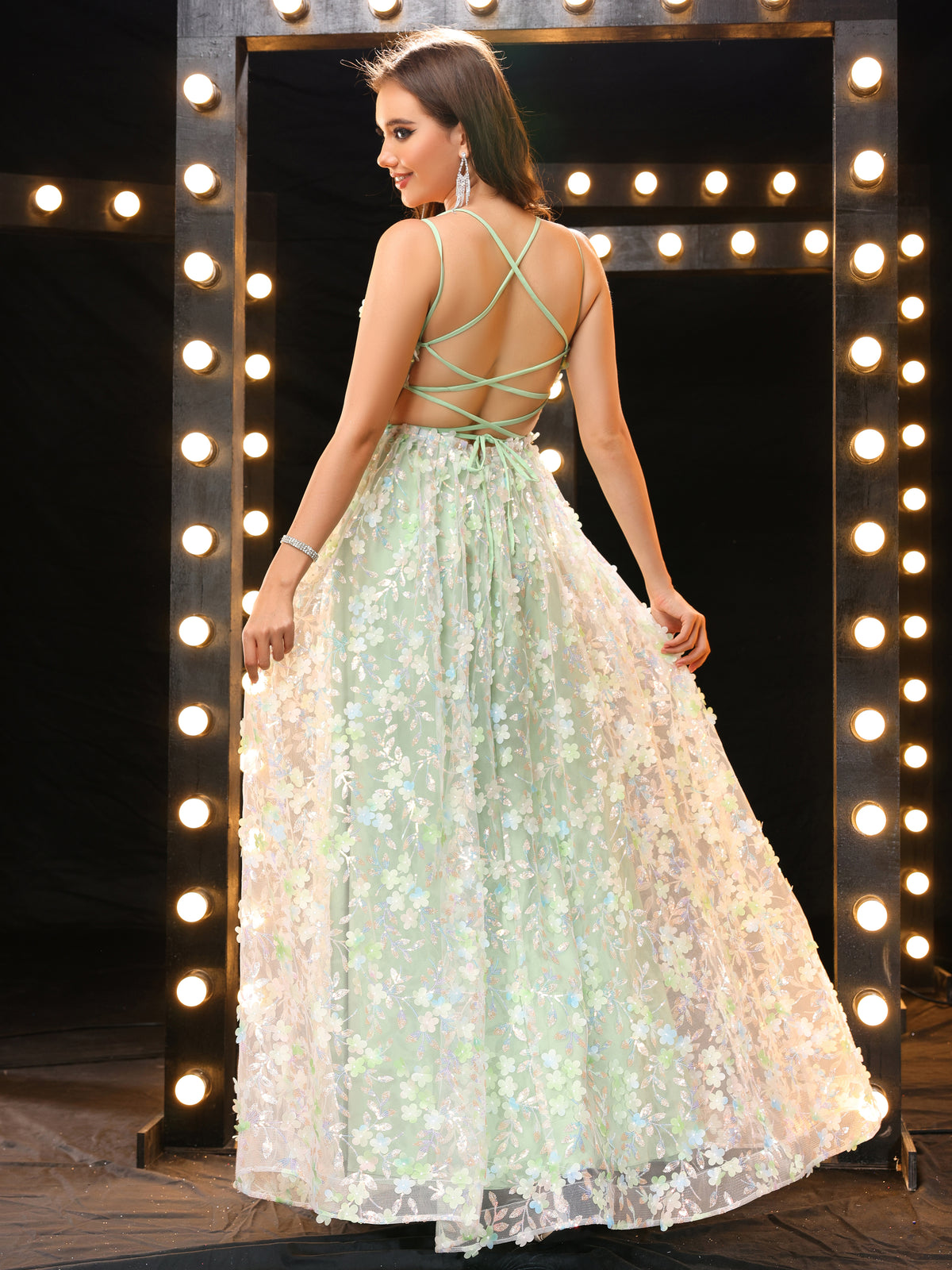 Black Strapless Satin Backless Long Prom Dress with Slit main image 1