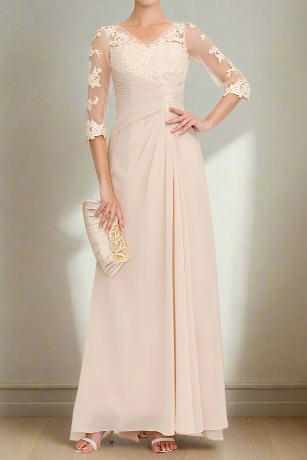 Chiffon A-Line Floor Length Mother of the Bride Dress with Appliques