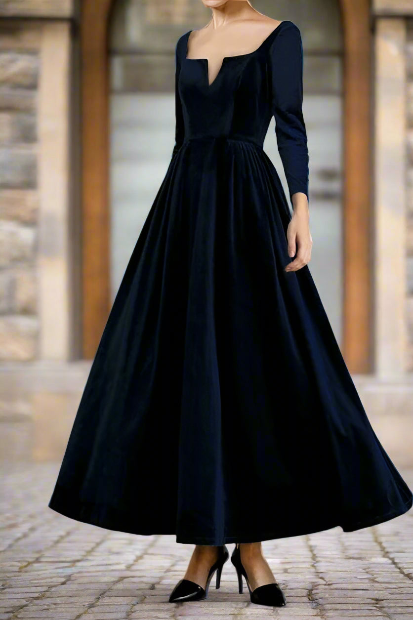 long elegant wedding guest dresses Ankle Length Pleats Velvet Dress Pink Year Baby Girl Perfect for any occasion Style: Knit Color:Ice Blue/Indigo