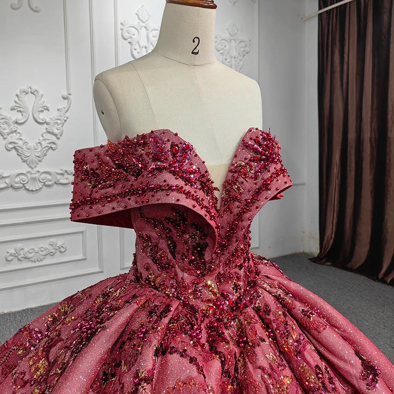 Sexy Ball Gown Strapless Burgundy Tulle Birthday Dresses Night Party Dress