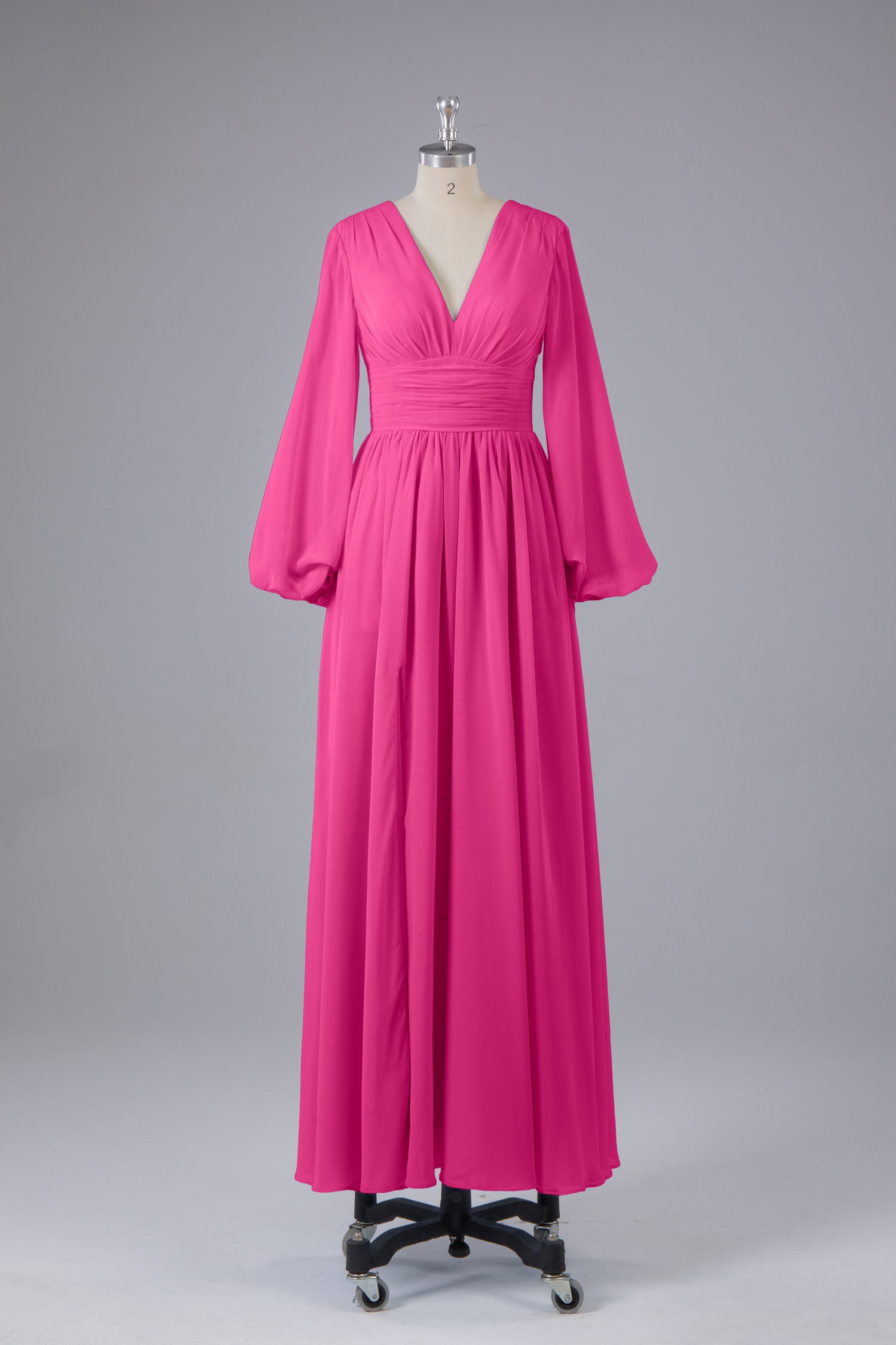 Elegant A-line V-neck Chiffon Long Dresses with Cap Sleeves Azalea