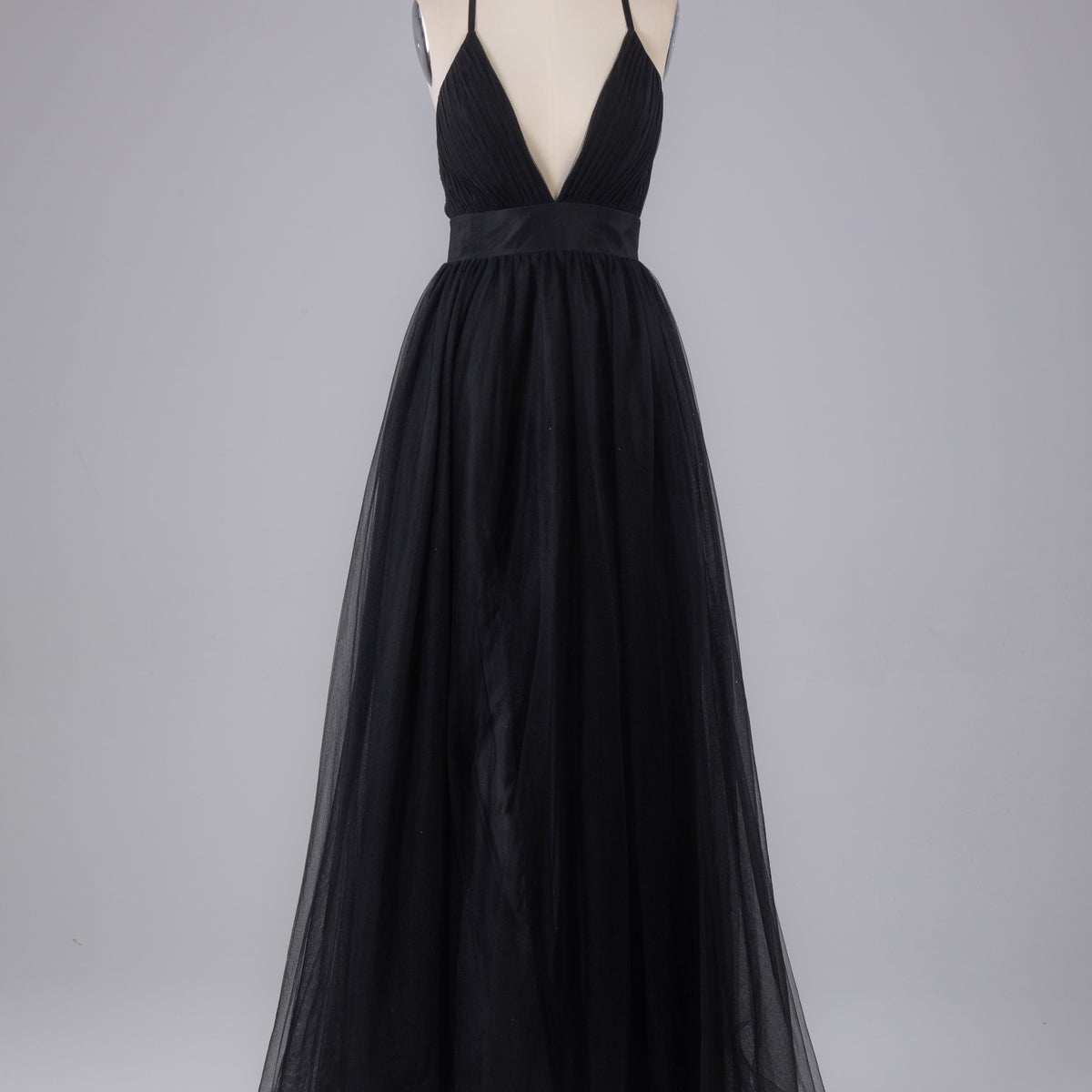 sachin and babi light blue dress Elegant Tulle Spaghetti Straps Backless Floor Length Prom Dress