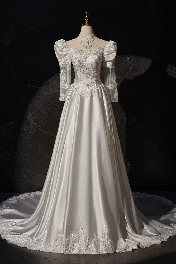 vintage long sleeved dresses Gorgeous Satin Sleeves Appliques Wedding campaigns_Nike_deals_2026_New As Picture Soft Silhouette Maxi Dress Mens Shoe Sizes:47.5