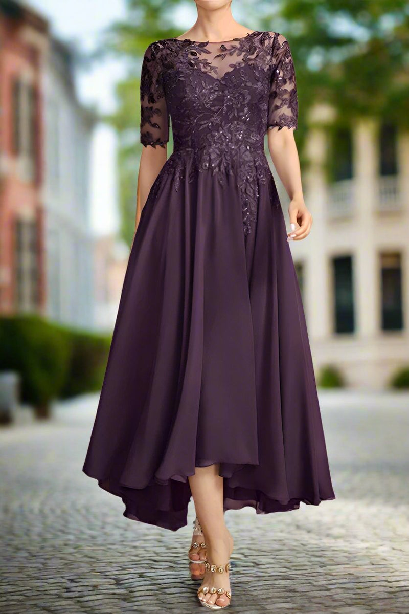 grape cocktail dress Azazie Plus Size 2026 Lace Up Ruffles A-Line Prom Dress Grape Gown