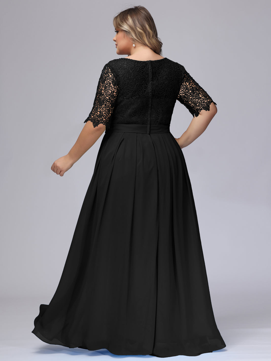 Plus Size Lace Wholesale Bridesmaid Dresses with Long Lace Sleeve main image 0