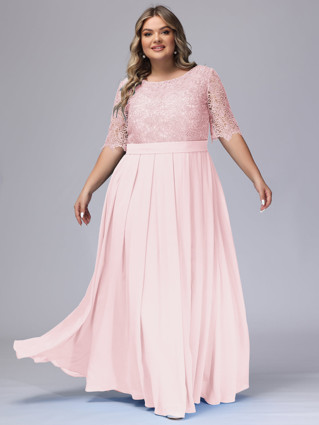 Lace Silver Half Sleeves Scoop Homecoming Dress
