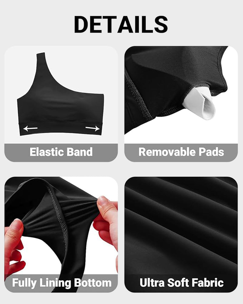 OmbreSwim - High-Waist One-Shoulder Tummy Control Bikini Set