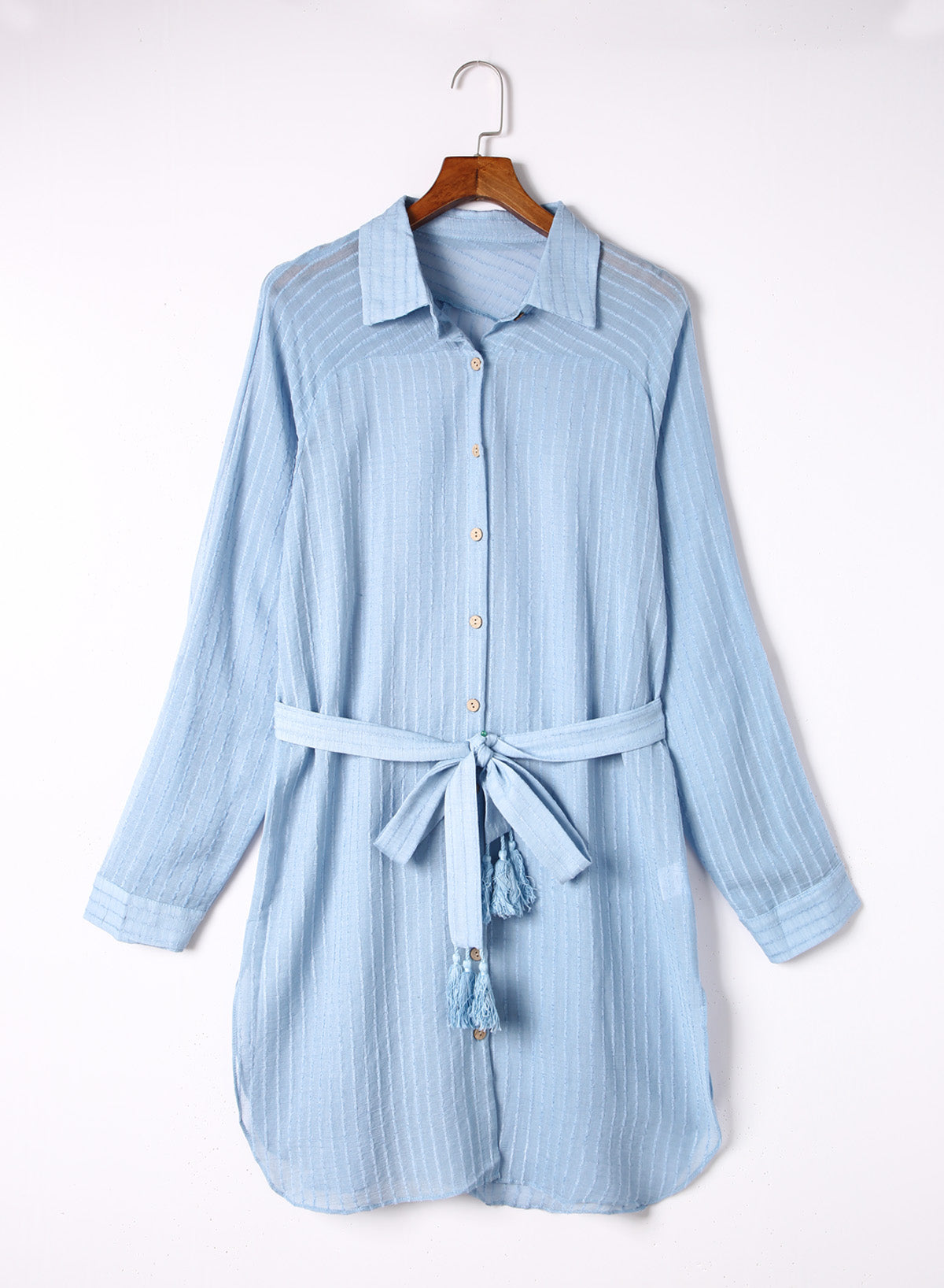 OmbreSwim - Black Solid Color Tie Sun-proof Belt Sexy V Neck Cover Up