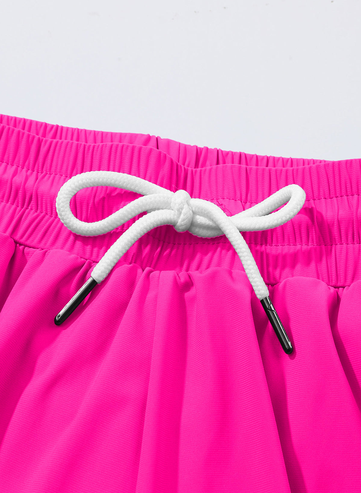 OmbreSwim - Pink Solid Color Simple Versatile High Waist Swim Short