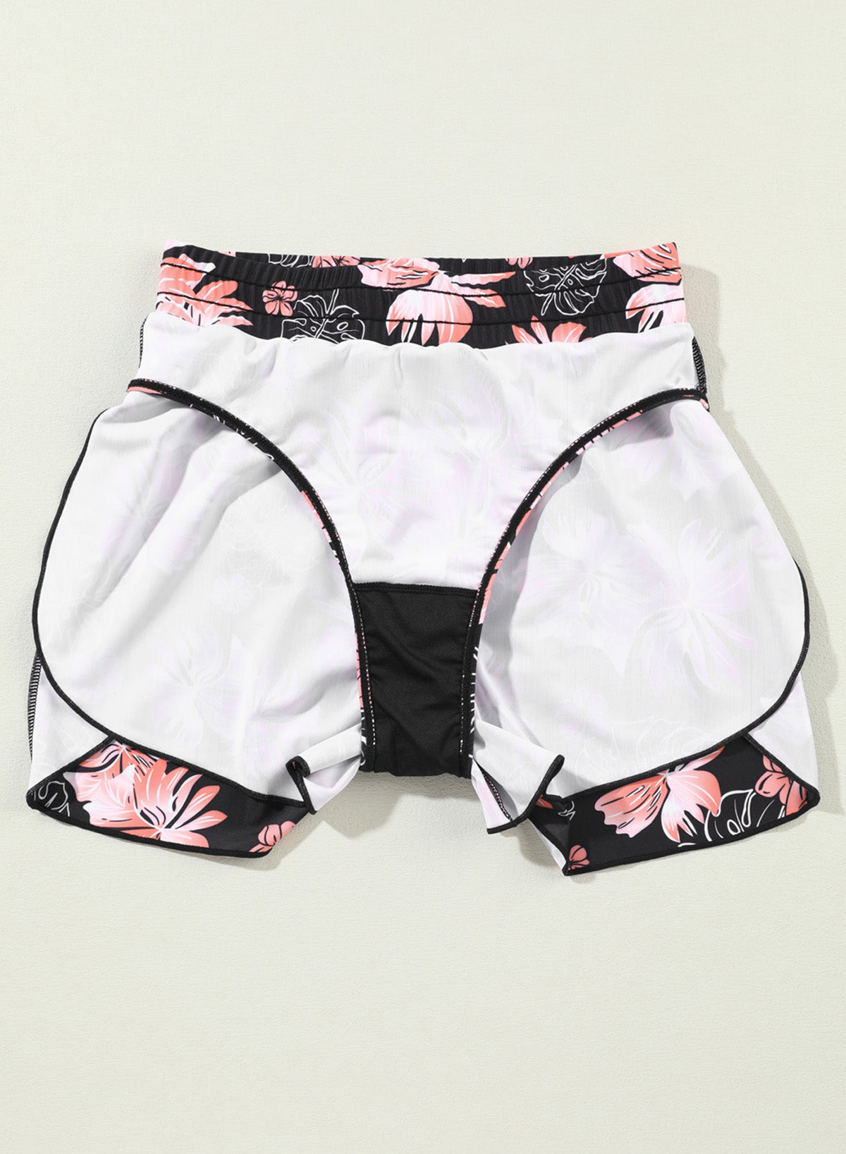 OmbreSwim - Floral Print Simple High Waist Swim Short