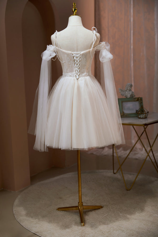 Elegant Pink Spaghetti Straps Tulle Pleats Simple Cheap A-Line Short Homecoming Dresses, QB0521 main image 0