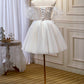 Chic Ivory Spaghetti Straps Off The Shoulder Tulle Homecoming Dresses