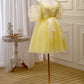 Yellow Off The Shoulder Spaghetti Straps Tulle Homecoming Dresses