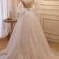 Charming Spaghetti Straps Off The Shoulder A Line Tulle Long Prom Dresses