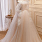Charming Spaghetti Straps Ball Gown Off The Shoulder A Line Tulle Long Prom Dresses