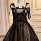 Cute Black Sleeveless A Line Tulle Short Homecoming Dresses