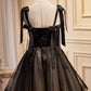 Cute Black Sleeveless A Line Tulle Short Homecoming Dresses