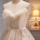 A Line V Neck Spaghetti Straps Tulle Short Homecoming Dresses