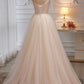 Charming Spaghetti Straps Sleeveless Evening Dress A Line Tulle Long Prom Gown