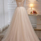 Charming Spaghetti Straps Sleeveless A Line Tulle Long Prom Dresses