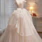 Elegant Ivory Spaghetti Straps Bowknot A Line Tulle Long Prom Dresses