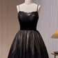 Black Spaghetti Straps Lace Tulle Short Homecoming Dresses