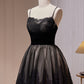 Black Spaghetti Straps Lace Tulle Short Homecoming Dresses