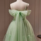Green Beading Spaghetti Straps Tulle Short Homecoming Dresses
