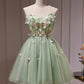 Cute Green Strapless Appliques Tulle Short Homecoming Dresses