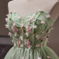 Cute Green Strapless Appliques Tulle Short Homecoming Dresses