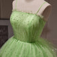 Sparkle Green Spaghetti Straps Sequins Tulle Short Homecoming Dresses